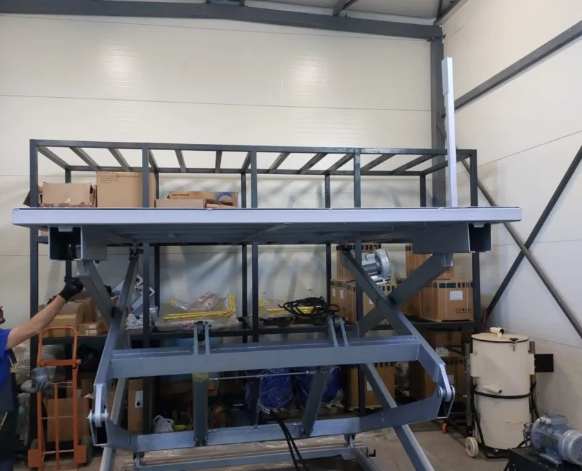 Raised platform with a safety frame