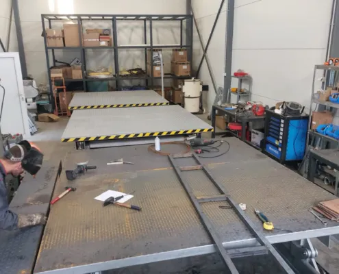 Work on a platform deck in the workshop