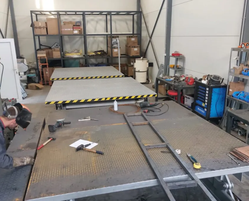 Work on a platform deck in the workshop