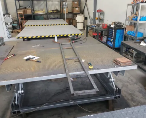 Scissor lift platform being built in the workshop