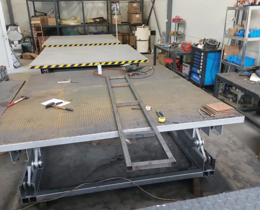 Scissor lift platform being built in the workshop