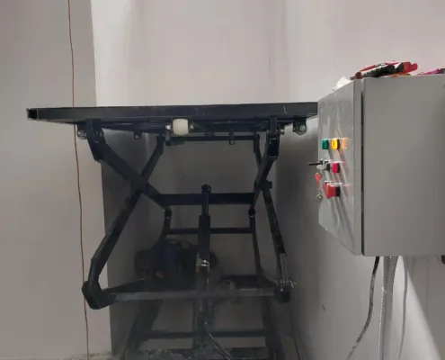 Platform with a wall-mounted control box