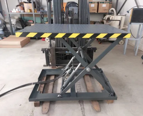 Platform on a pallet in the raised position
